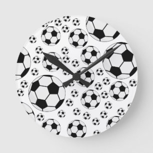 Klassisches Fußballgrafik Traditioneller Sportfan Runde Wanduhr