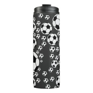 Klassisches Fußballgrafik Traditioneller Sportfan Thermosbecher