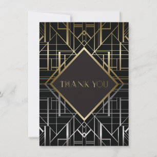 Klassisches Gatsby Deco Hochzeitsdankeschön 2 Dankeskarte