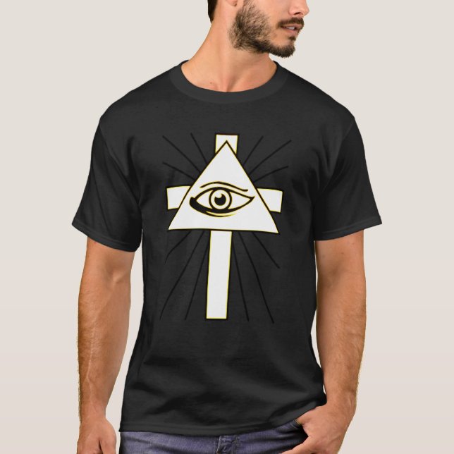 Klassisches Gelb alles sehende Illuminati T-Shirt (Vorderseite)