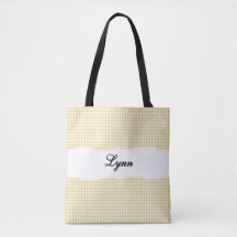 Klassisches Gelb & Weiß Gingham | Personalisierter