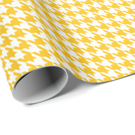 Klassisches Gelb-Weiß-Houndstooth-Muster  Geschenkpapier