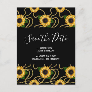 Klassisches Gelbblütenmuster Save the Date Einladungspostkarte