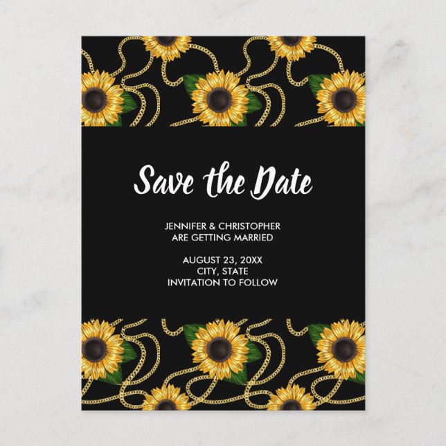 Klassisches Gelbblütenmuster Save the Date Einladungspostkarte (Vorderseite)