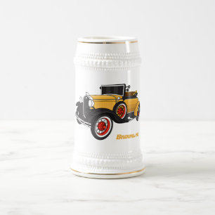 Klassisches gelbes Auto 1931 Bierglas