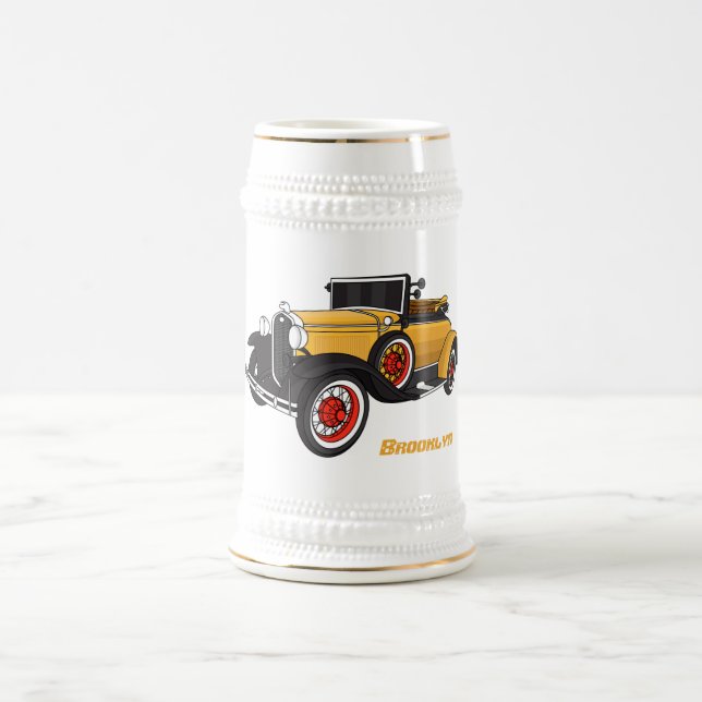 Klassisches gelbes Auto 1931 Bierglas (Mittel)