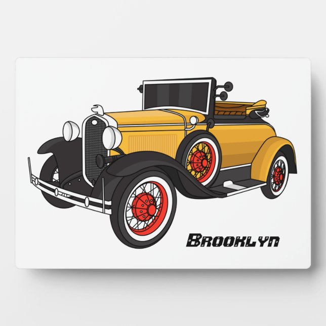 Klassisches gelbes Auto 1931 Fotoplatte (Vorderseite)