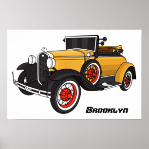 Klassisches gelbes Auto 1931 Poster