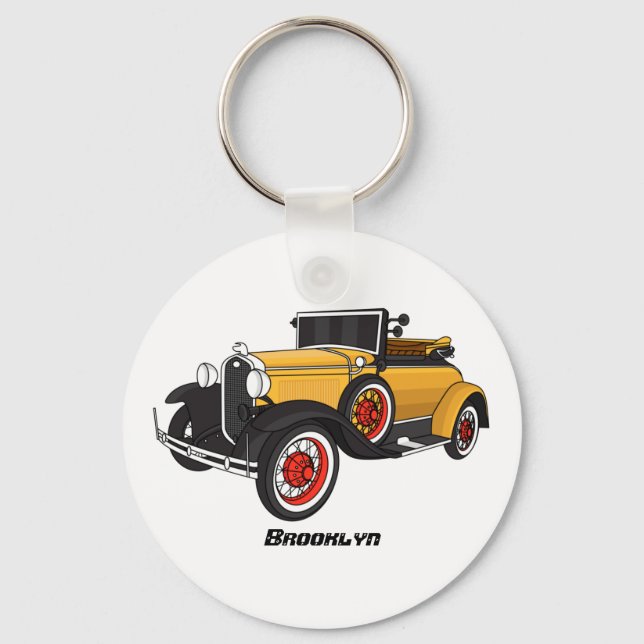 Klassisches gelbes Auto 1931 Schlüsselanhänger (Vorderseite)