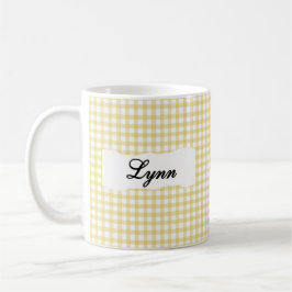 Klassisches gelbes Gingham mit personalisiertem Na Kaffeetasse