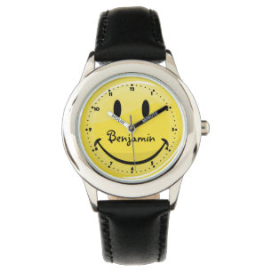 Klassisches gelbes glückliches Gesicht Armbanduhr