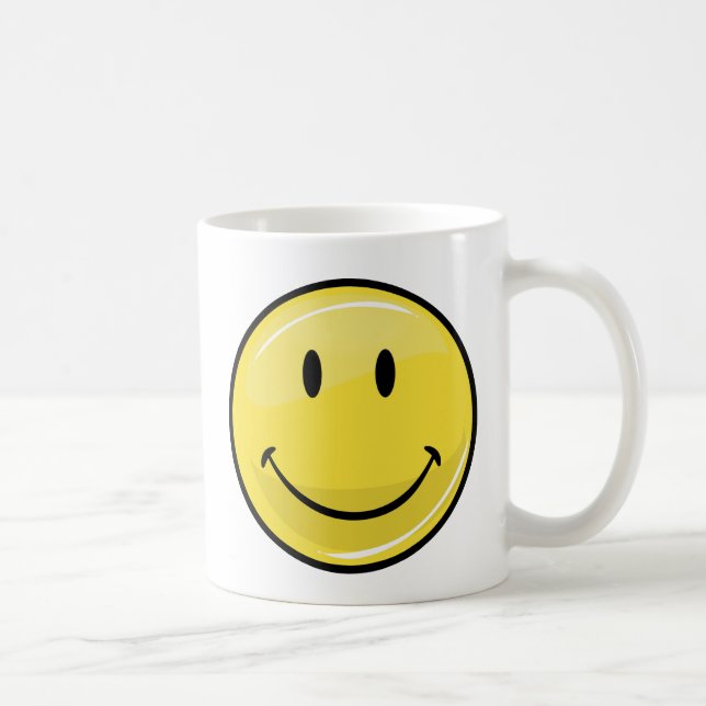 Klassisches gelbes glückliches Gesicht Kaffeetasse (Rechts)