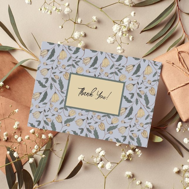 Klassisches gelbes und grünes botanisches Muster Dankeskarte (Von Creator hochgeladen)