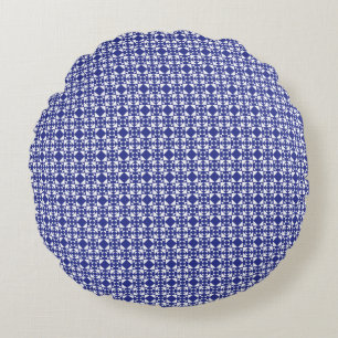 Klassisches geometrisches Gitter- und Diamant-Mikr Rundes Kissen