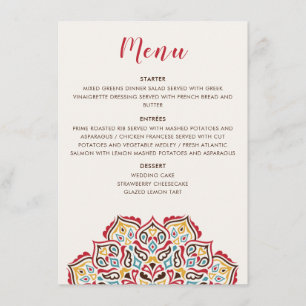 Klassisches geometrisches Mandala-Muster Hochzeit Menükarte