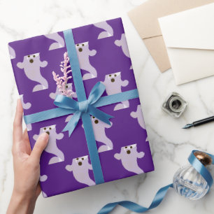 Klassisches Ghost-Muster auf Lila Geschenkpapier
