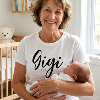 Klassisches Gigi EST Jahr Einfache Familien Schrif T-Shirt