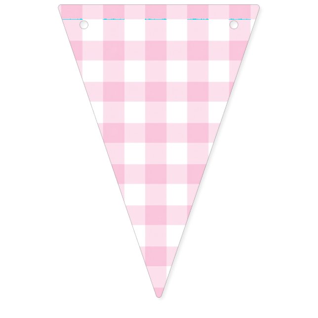 Klassisches Gingham Hellrosa Wimpelkette (Erste Fahne)