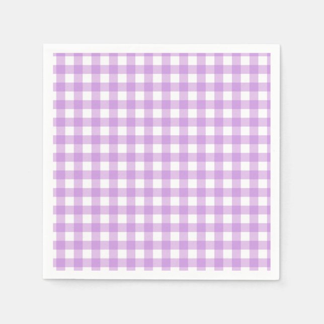 Klassisches Gingham-Karo-Karo-Muster Lila  Serviette (Vorderseite)
