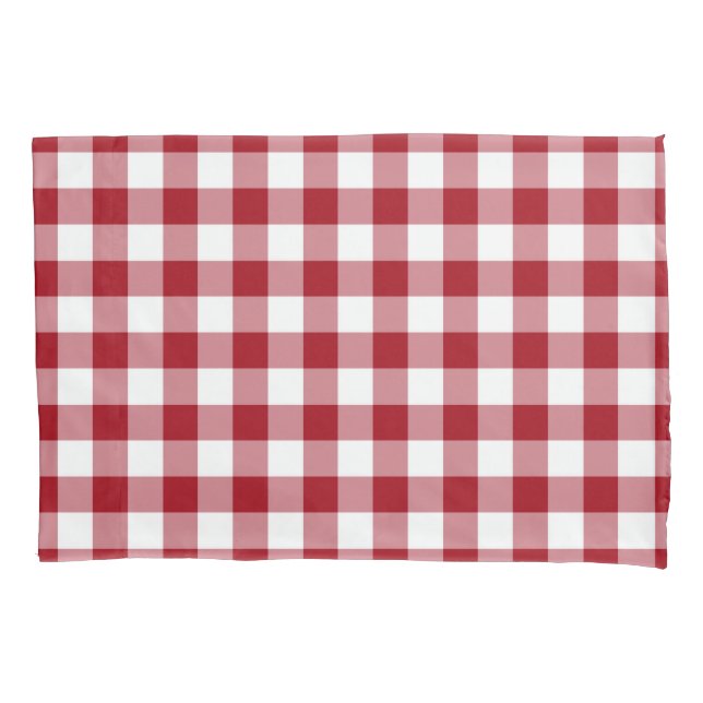Klassisches Gingham-Muster in Rot und Weiß Kissenbezug (Vorderseite-Links)