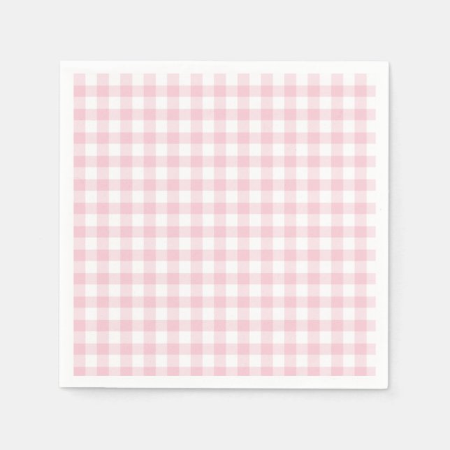 Klassisches Gingham-Rosa Serviette (Vorderseite)