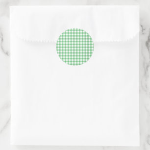 Klassisches Gingham Sommergrün Runder Aufkleber