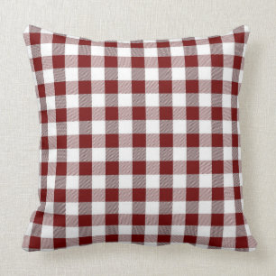 Klassisches Gingham-Wurfs-Kissen Burgunders rotes Kissen