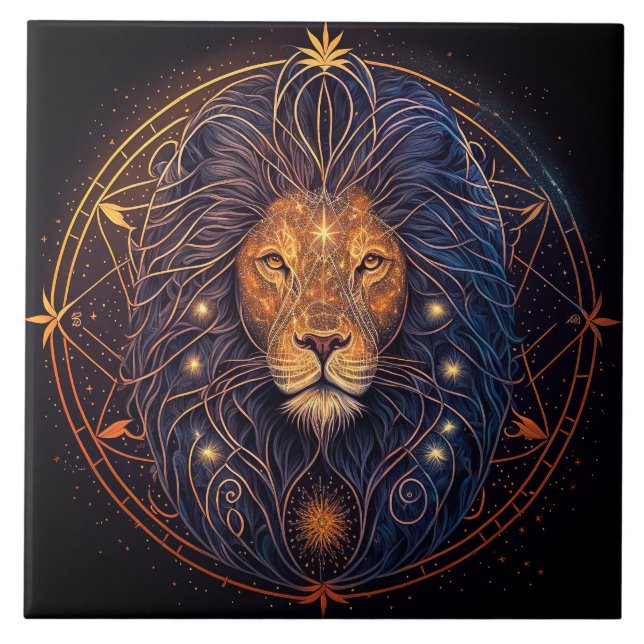 Klassisches Glasmuster in Blau, Grün, Rot Fliese (Vorderseite)