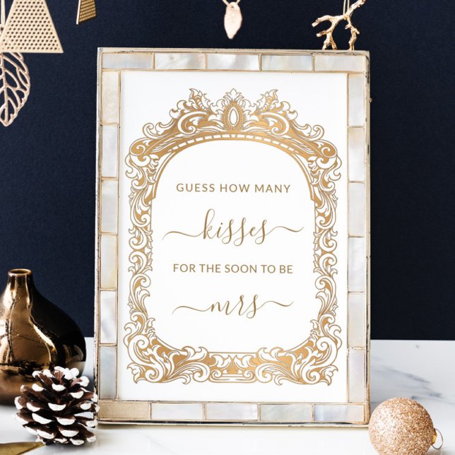 Klassisches Gold Border White Wie viele Kisses Spi Poster (Von Creator hochgeladen)