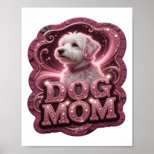 Klassisches Gold DOG MOM Textdesign Poster