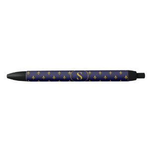 Klassisches Gold Fleur de Lis auf königlichem Blau Kugelschreiber