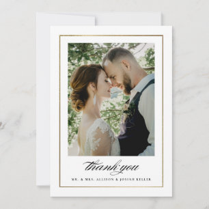 Klassisches Gold-Foto-Hochzeit Dankeskarte