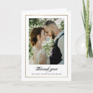 Klassisches Gold-Foto-Hochzeit Dankeskarte