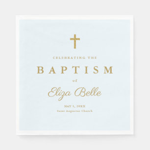 Klassisches Gold Glitter Kreuz Taufe Serviette