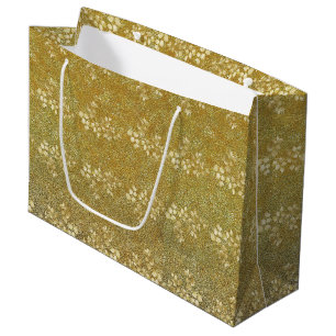 Klassisches Gold Glitzer Blumenmuster Große Geschenktüte