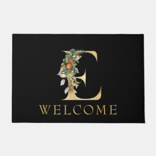 Klassisches Gold Monogramm E mit Obst Fußmatte