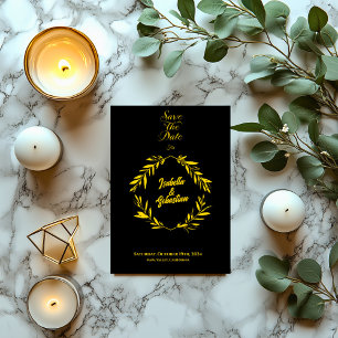 Klassisches Gold & Schwarzer Diamant Save-the-Date Einladung