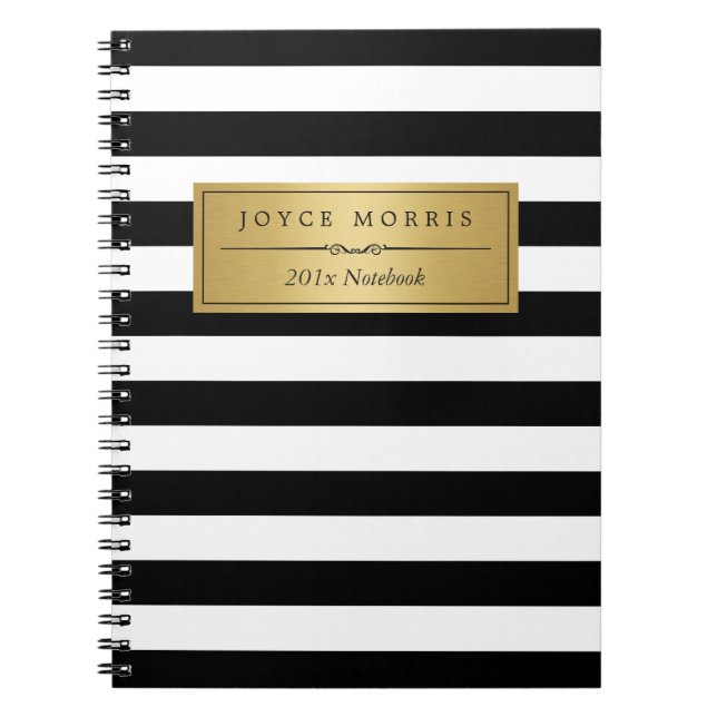 Klassisches Gold und elegante Schwarz-weiße Notizblock (Vorderseite)