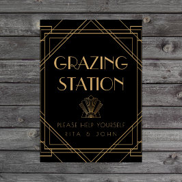 Klassisches Gold Vintag Grazing Station Table Sign Poster
