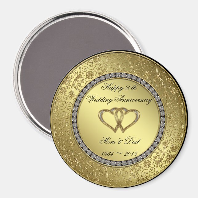 Klassisches Golden Wedding Anniversary Magnet (Vorderseite/Rückseite)