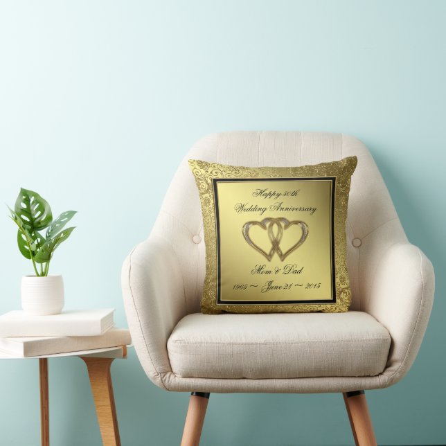 Klassisches Golden Wedding Anniversary Throw Kisse Kissen (Stuhl )