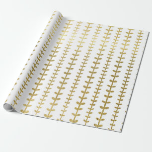 Klassisches Goldenes Botanisches Blatt Muster Hoch Geschenkpapier