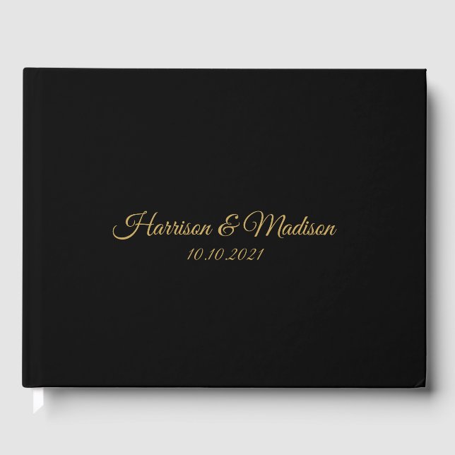 Klassisches goldfarbenes Sonderskript für Hochzeit Gästebuch (Vorderseite)