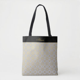 Klassisches goldgraues Schwarz-Muster Personalisie Tasche