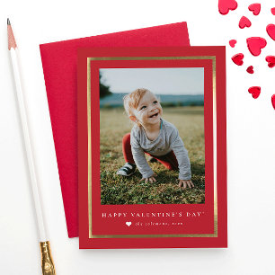 Klassisches Goldrahmen-Foto Valentinstag Mitteilungskarte