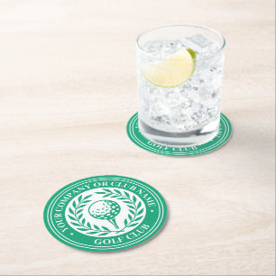 Klassisches Golf-Papier-Untersetzer-Set mit indivi Runder Pappuntersetzer