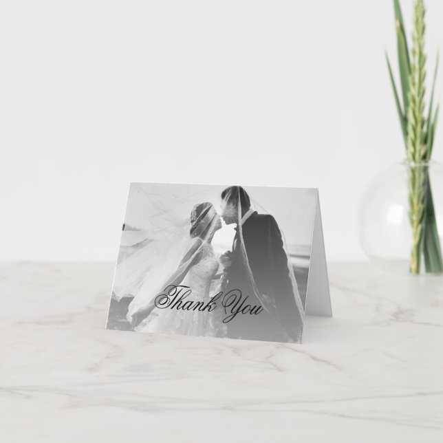 Klassisches Gotisches Schwarzes Hochzeitsstil-Foto Dankeskarte (Vorderseite)