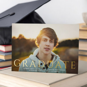 Klassisches Graduate Foto   ABSCHLUSS REAL Folieneinladung