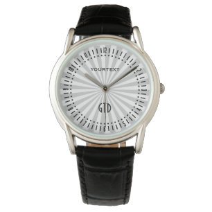 Klassisches Grau Burst Spinning Wheel personalisie Armbanduhr