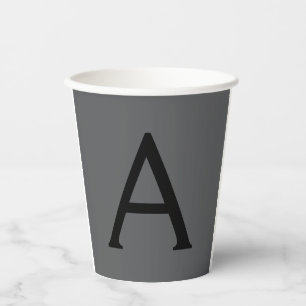 Klassisches Grau Einfaches Monogramm Name Initiale Pappbecher